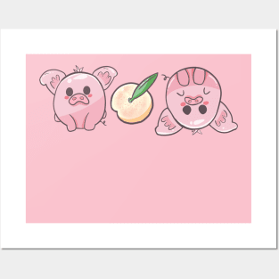 Twin Pig with Peach Posters and Art